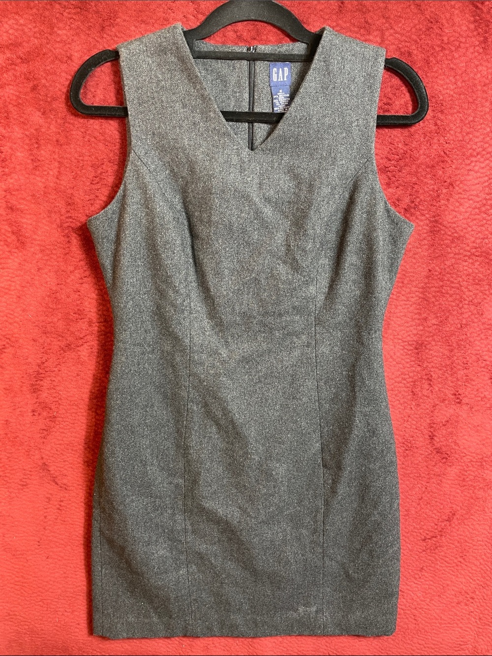 ❤️ GAP Wool Blend Classic Charcoal Gray Sleeveless V-Neck Sheath Mini Dress, 6